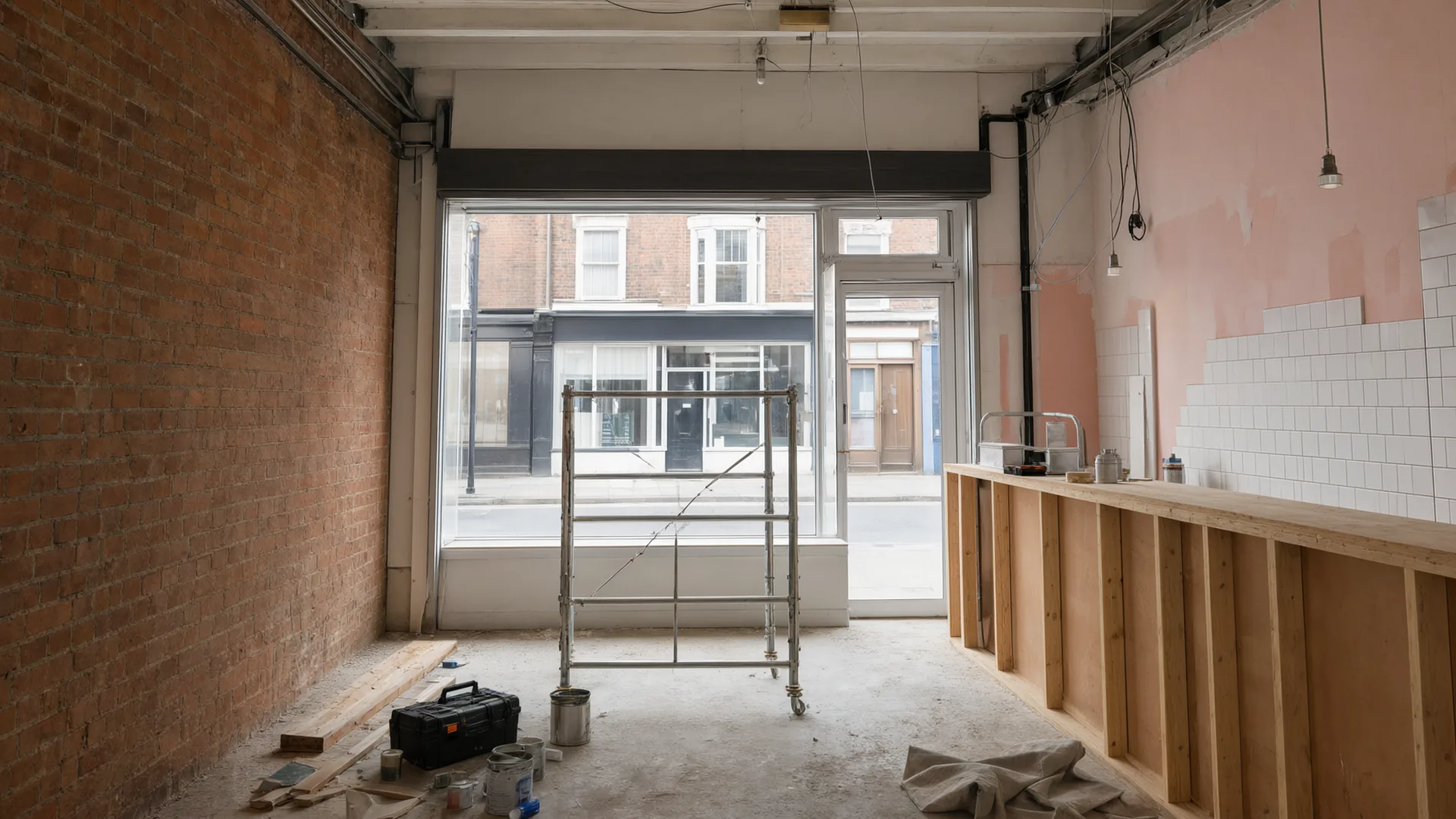 The café fit-out in progress