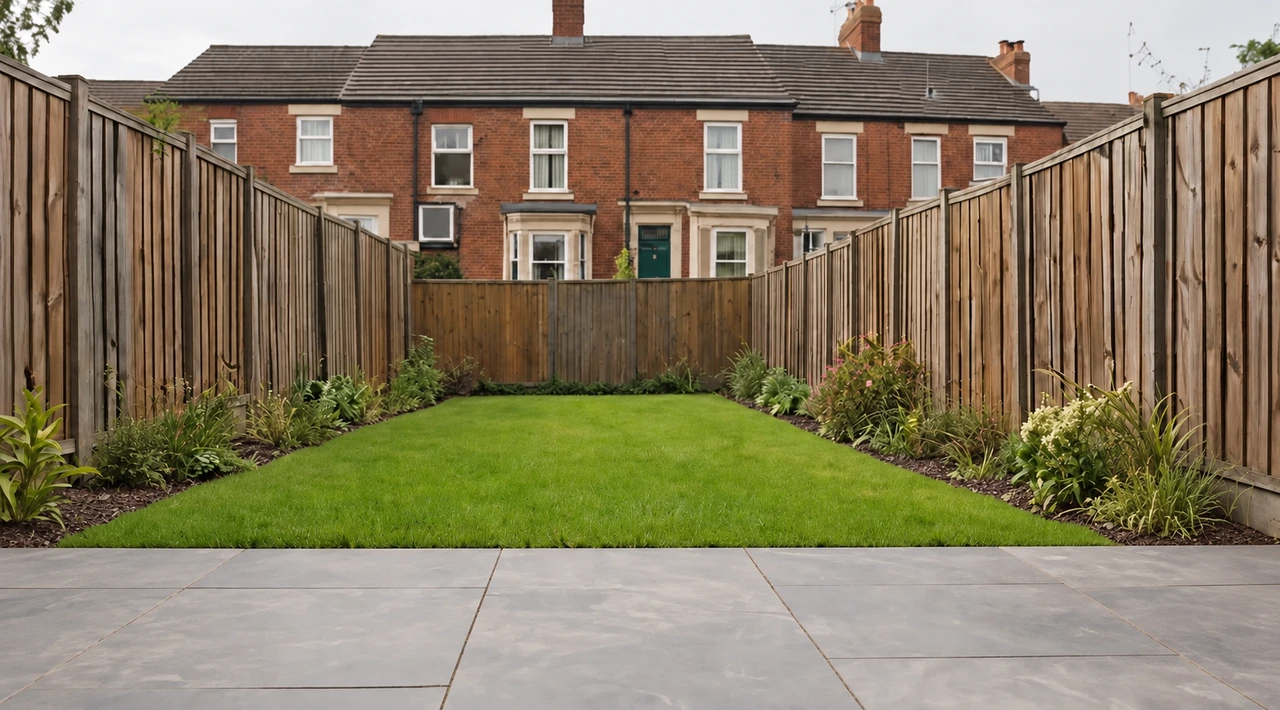 Rear garden after: those loose items removed