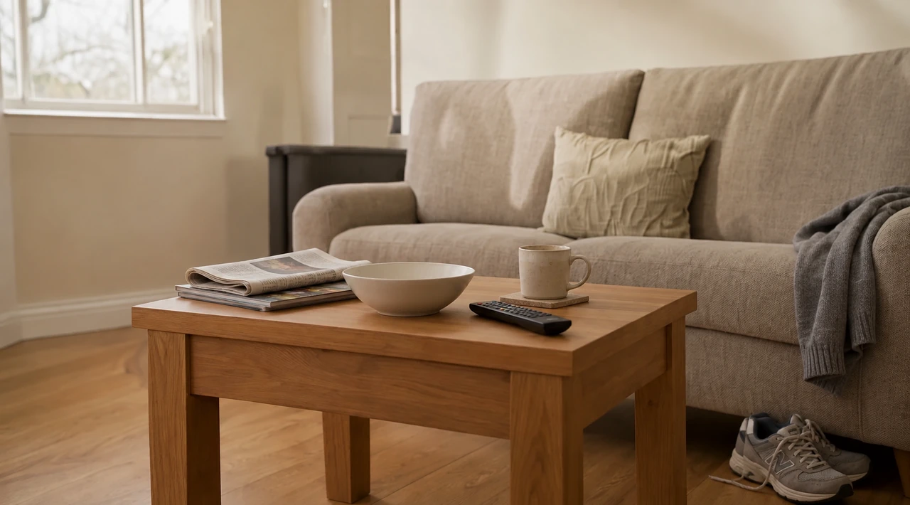 Living & dining before: everyday loose items visible